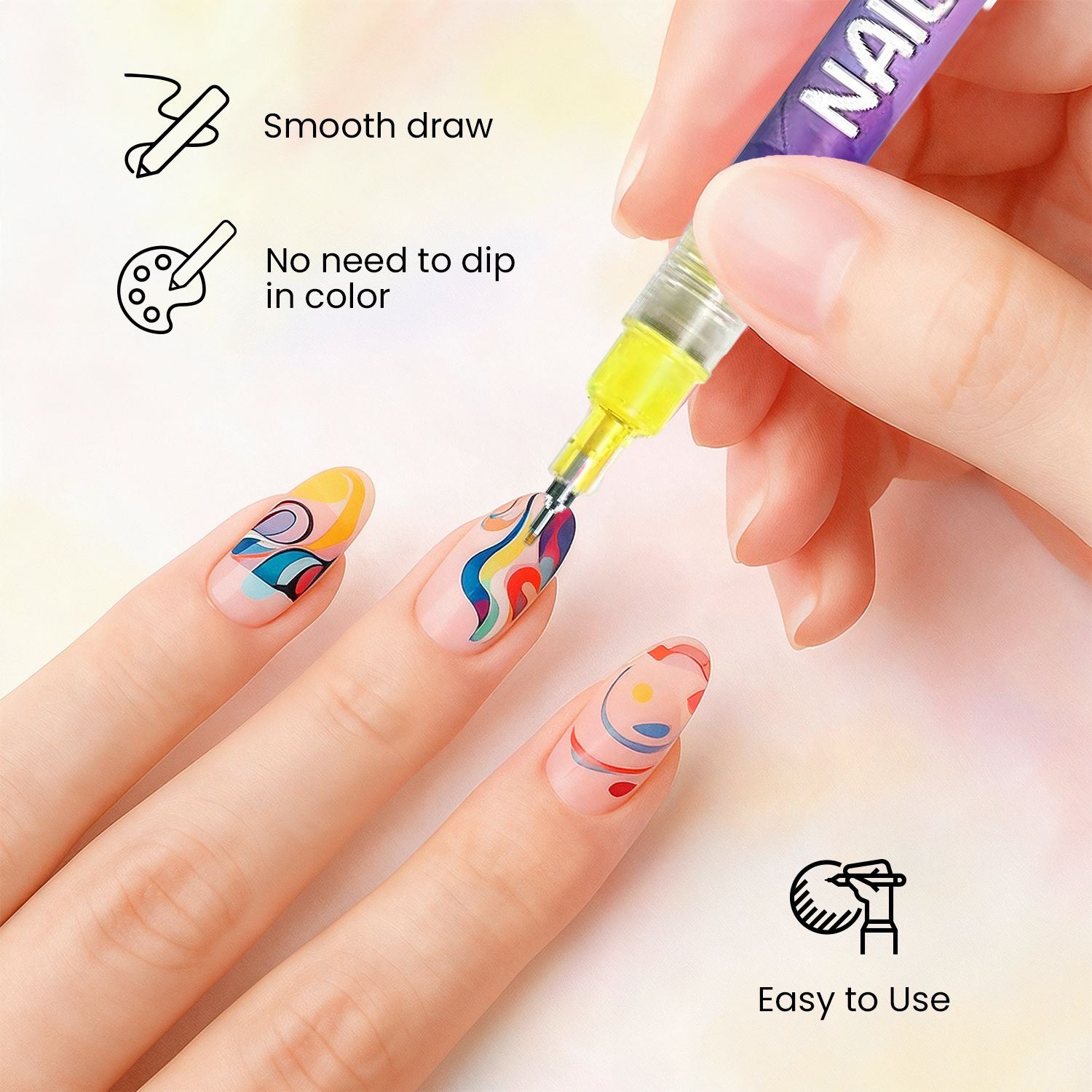 12-Colour Nail Art Pens – Fine Tip, Quick-Dry Nail Polish Pens for Creative Nail Designs