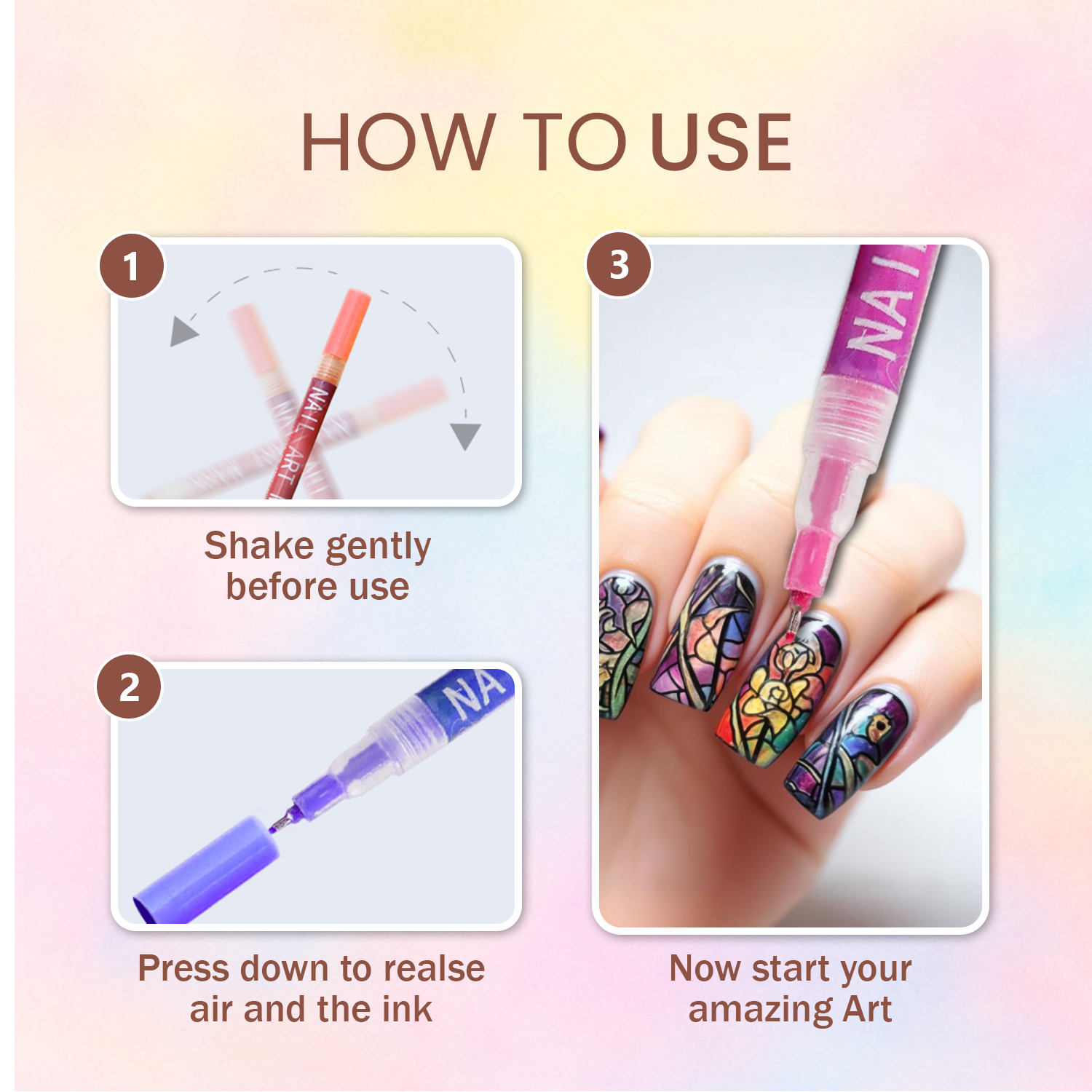 12-Colour Nail Art Pens – Fine Tip, Quick-Dry Nail Polish Pens for Creative Nail Designs