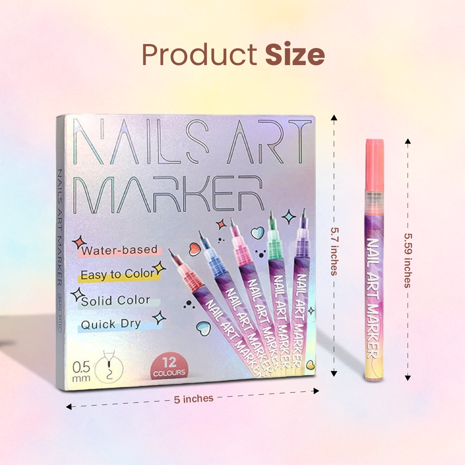 12-Colour Nail Art Pens – Fine Tip, Quick-Dry Nail Polish Pens for Creative Nail Designs