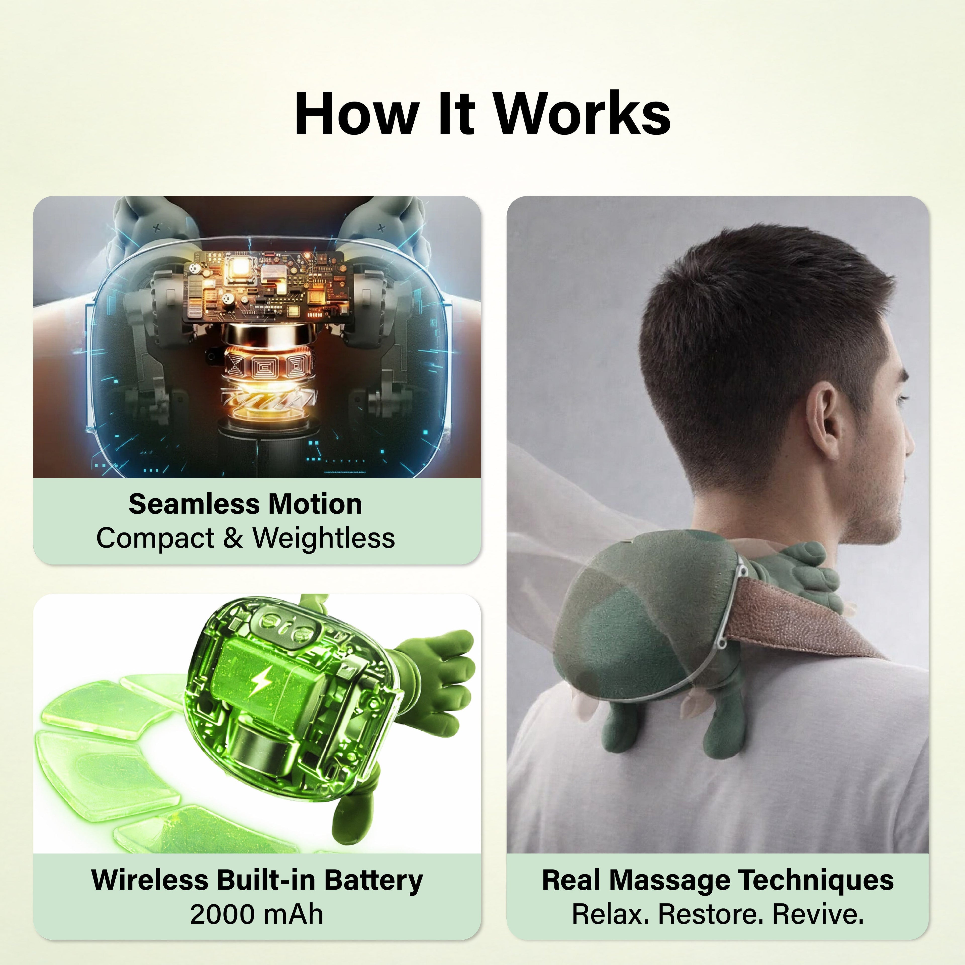 Bionic 4D Neck & Shoulder Massager with Heat – Cordless Deep Kneading Electric Massager (2026 Upgraded Version)
