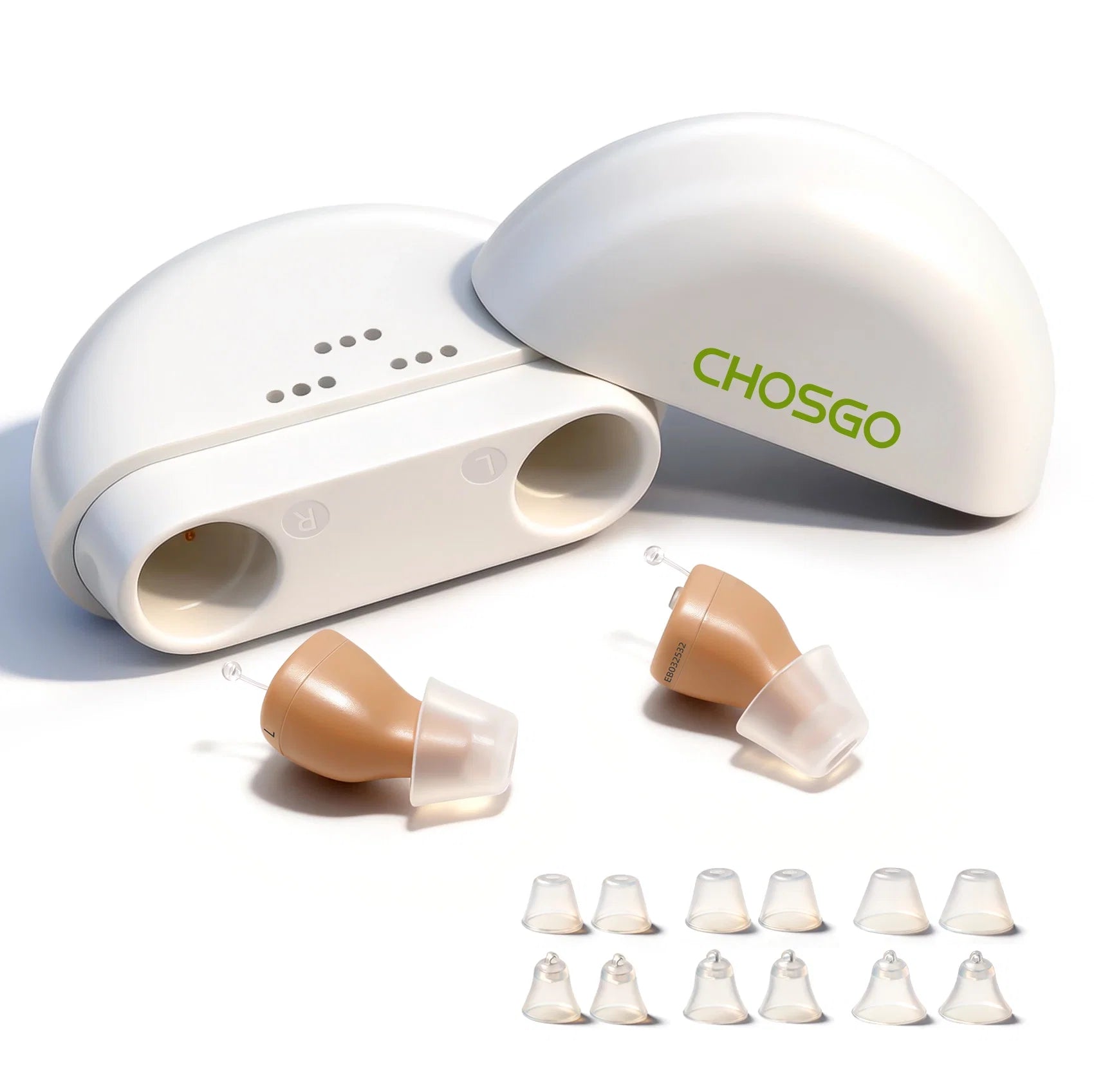 CHOSGO K419R Rechargeable Digital Mini CIC Hearing Aids | Invisible OTC FDA-Registered (Pair)