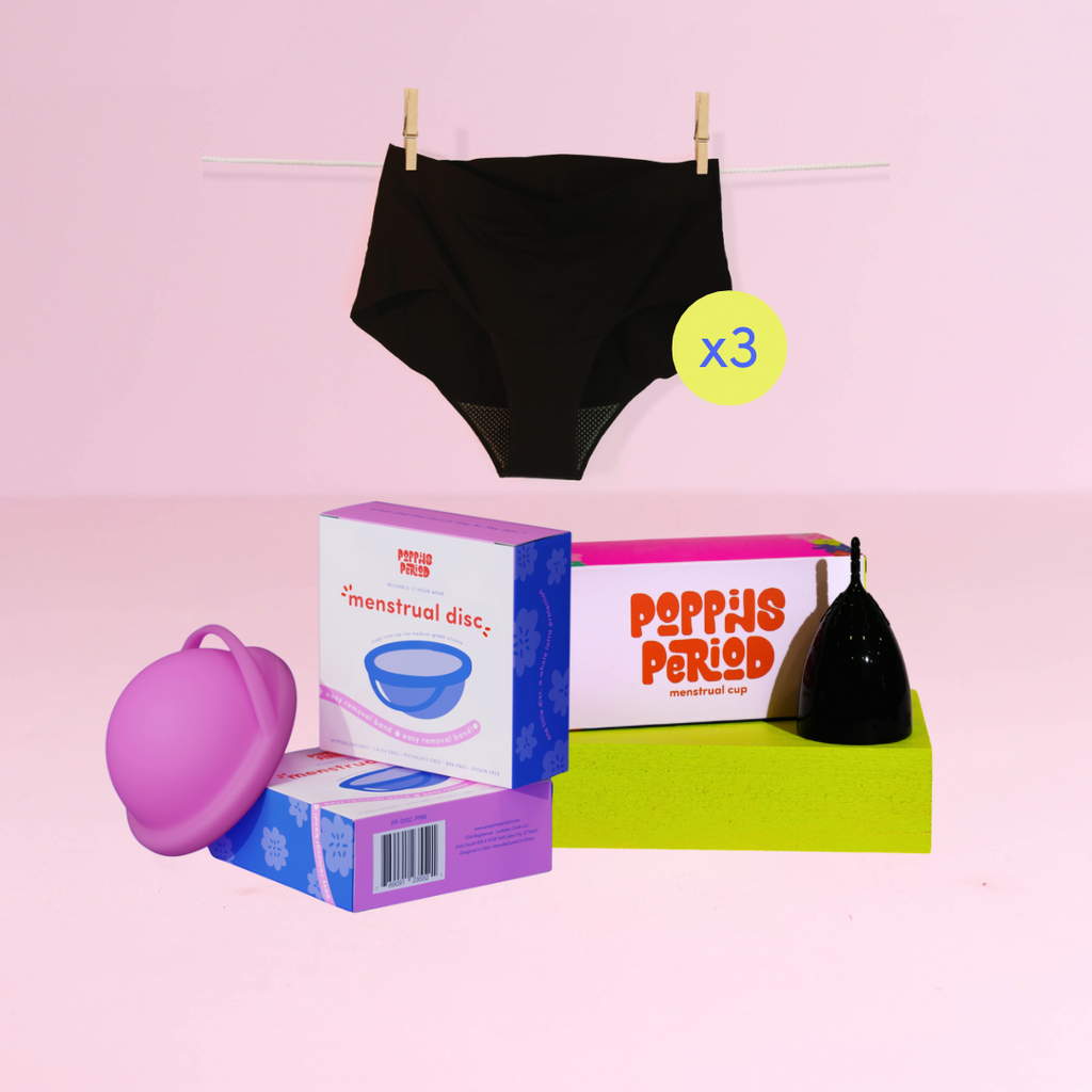 Reusable Menstrual Cup, Disc & Leakproof Underwear Kit